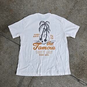 Vtg Y2k P&CO Take It Easy Resort Hotel Skull Palm Tree Graphic Tee shirt Lg
